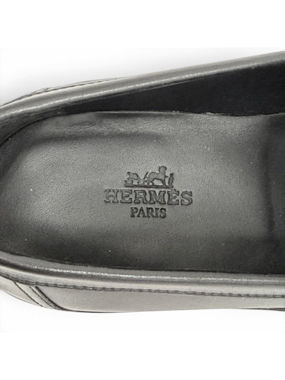 Hermes Hot Loafers Leather Moccasins Kelly Buckle Shoes Black White IT - Picture 9 of 12